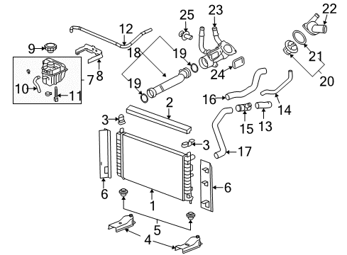 2008 Chevrolet Malibu Radiator & Components Cover Assembly Diagram for 90537605