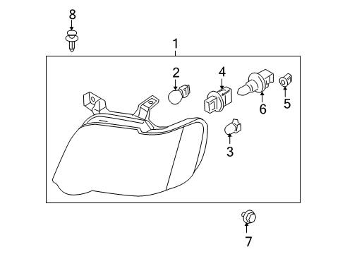 2009 Ford Explorer Bulbs Composite Assembly Diagram for 6L2Z-13008-BA