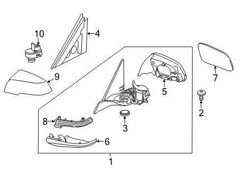 2016 BMW 428i Parking Aid Outside Mirror Without Glass Heated Right Diagram for 51167285244