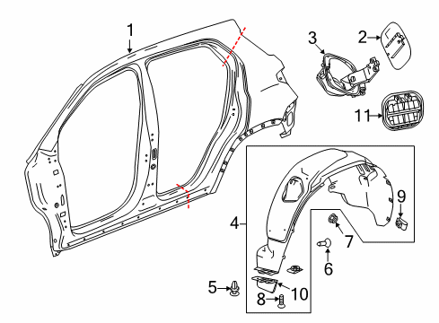 2015 Buick Encore Quarter Panel & Components Wheelhouse Liner Diagram for 42714875