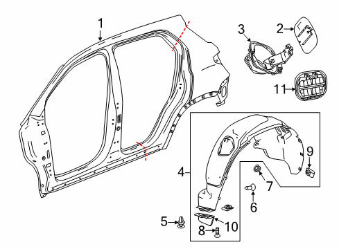 2015 Buick Encore Quarter Panel & Components Fuel Pocket Diagram for 95147033