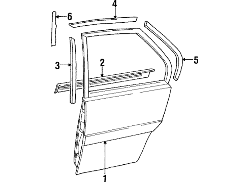 1996 Infiniti I30 Exterior Trim - Rear Door MOULDING Rear Door, LH Diagram for 82871-53U64