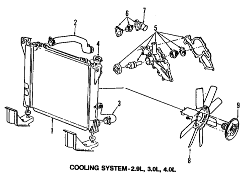 2007 Ford Ranger Cooling System, Radiator, Water Pump, Cooling Fan Lower Hose Diagram for JL5Z-8286-B