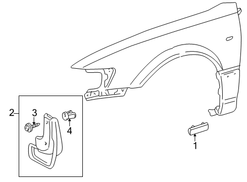 1997 Toyota Camry Exterior Trim - Fender Moulding, Front Fender, Outside Rear RH Diagram for 75623-33050-D0