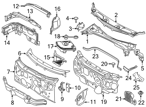 2018 Mini Cooper Clubman Cowl Bulkhead, Top Section, Rear Diagram for 51717290714