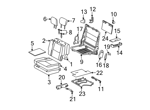 Diagram for 2007 Toyota 4Runner Rear Seat Components 