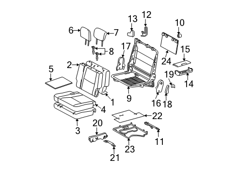 2004 Toyota 4Runner Rear Seat Components Recliner Cover Diagram for 71844-35020-B0