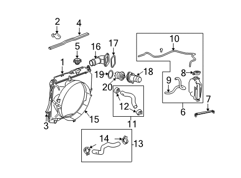 2005 GMC Canyon Radiator & Components Radiator Mount Bracket Diagram for 89018399