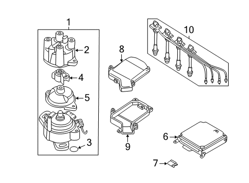 2000 Nissan Sentra Ignition System Cable Set-High Tension Diagram for 22440-5U000