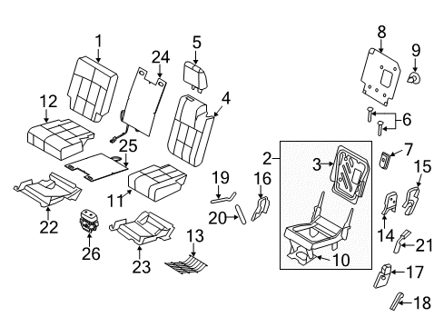 2014 Ford Expedition Second Row Seats Seat Cushion Pad Diagram for 7L1Z-7863840-B