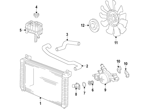 2017 GMC Sierra 2500 HD Cooling System, Radiator, Water Pump, Cooling Fan Lower Hose Diagram for 84401398