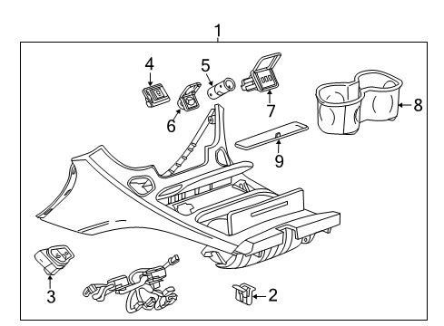 2019 GMC Yukon XL Heated Seats Console Assembly Diagram for 84627116