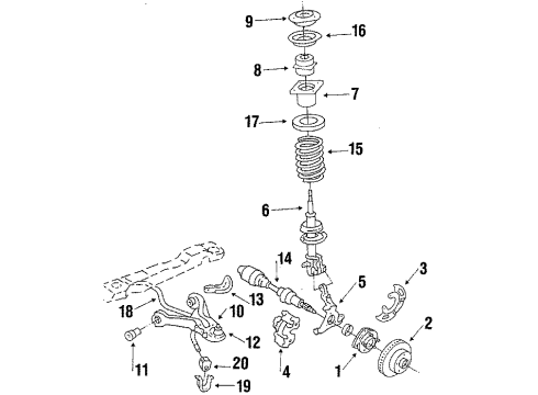 1984 Pontiac Phoenix Front Suspension Components, Lower Control Arm, Stabilizer Bar Abs Brake Discs Diagram for 14046950