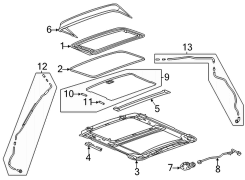 2021 Cadillac CT4 Sunroof Sunshade Diagram for 90799254