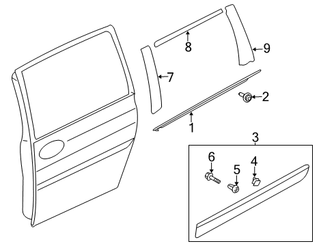 2014 Kia Sedona Exterior Trim - Side Loading Door MOULDING Assembly-Rear Door Diagram for 877214J000ABP