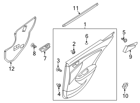 2012 Hyundai Veloster Rear Door Cover Assembly-Rear Door Delta Inner, RH Diagram for 83920-2V000-4X