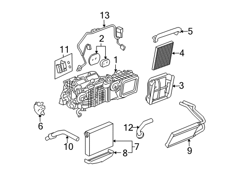 2007 Cadillac STS Air Conditioner Case Asm, Heater & A/C Evaporator Diagram for 89022545