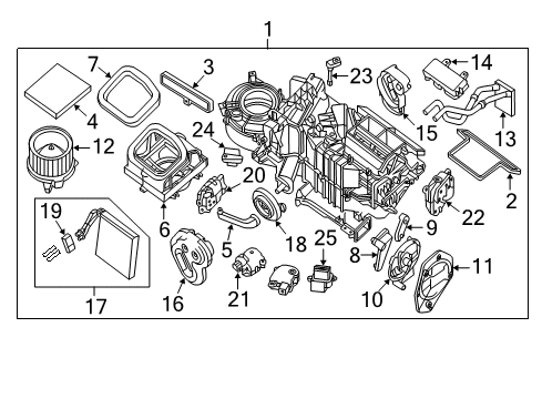 2009 Nissan Xterra Heater Core & Control Valve Blower Assembly-Air Conditioner Diagram for 27210-9BP1A