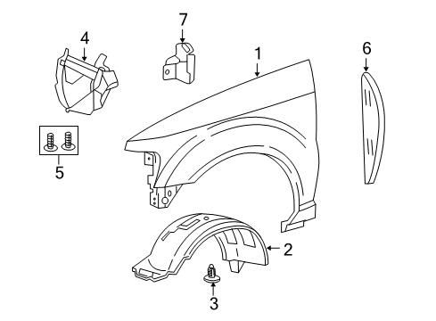 2009 Ford Explorer Sport Trac Fender & Components Stone Guard Diagram for 6L2Z-16103-AA