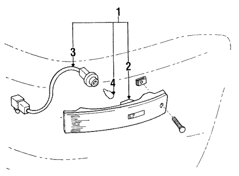1990 Lexus LS400 Side Marker Lamps Lamp Assy, Front Marker, LH Diagram for 81740-59015