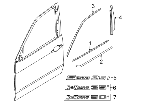 2016 BMW X6 Exterior Trim - Front Door Trim, Window Frame, Top, Door, Front Left Diagram for 51337377887