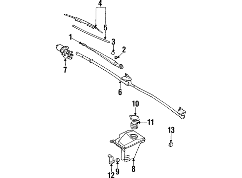 1993 Geo Prizm Wiper & Washer Components Blade Kit, Windshield Wiper Diagram for 12344992