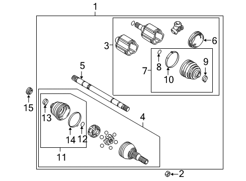 2004 Pontiac Aztek Drive Axles - Front Joint Kit, Front Wheel Drive Shaft Tri-Pot Diagram for 88897589