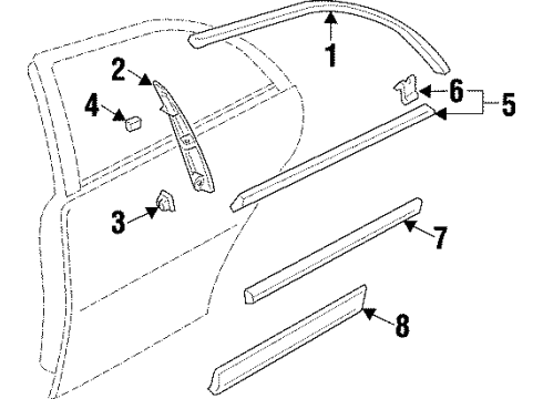 1997 Infiniti Q45 Exterior Trim - Rear Door Part Not Available Diagram for 82876-6P010