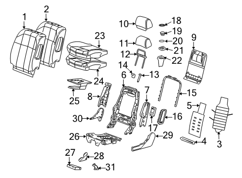 2009 Cadillac STS Front Seat Components Pad Asm, Driver Seat Cushion Diagram for 88952680