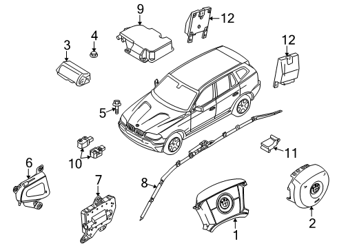 2007 BMW X3 Air Bag Components Sensor, Front Diagram for 65773420817