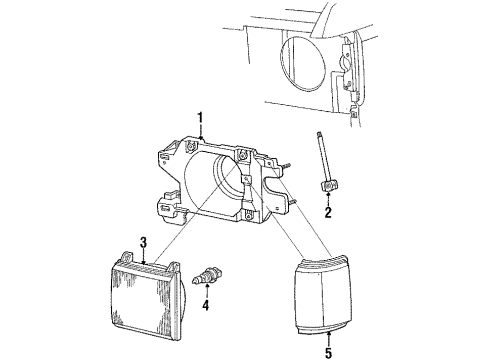 1990 Ford Bronco Headlamp Components, Park Lamps Headlamp Assembly Diagram for E9TZ13008C