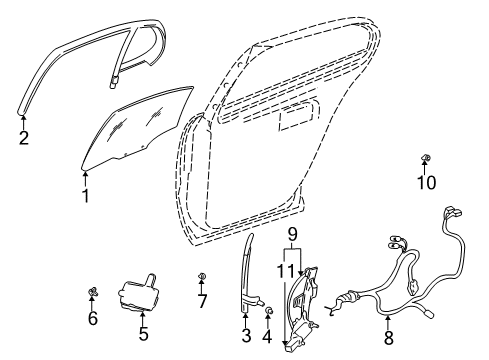 2003 Buick LeSabre Front Door Channel Asm-Rear Side Door Window Front Diagram for 25745478