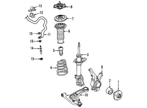 2005 Scion xA Front Suspension Components, Lower Control Arm, Stabilizer Bar Stabilizer Bar Bracket Diagram for 48824-52031