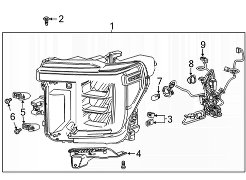 2021 GMC Sierra 3500 HD Headlamps Mount Bracket Diagram for 84182176