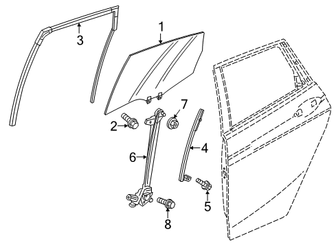 2017 Honda Fit Rear Door Glass Assy., L. RR. Door (Gree)(Agc) Diagram for 73450-T5R-A00