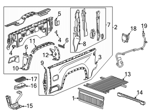 2020 GMC Sierra 3500 HD Pick Up Box Components Power Outlet Diagram for 13526856