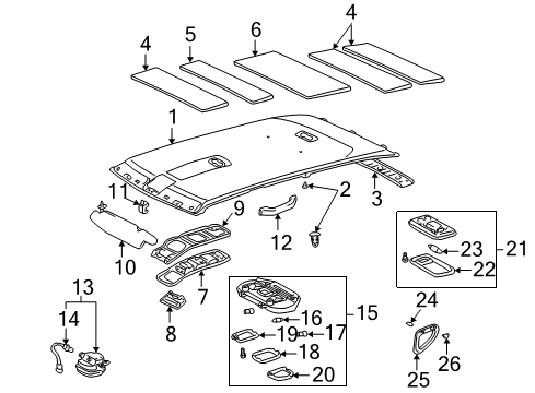 2001 Toyota Land Cruiser Bulbs Assist Strap Diagram for 74611-60010-A1