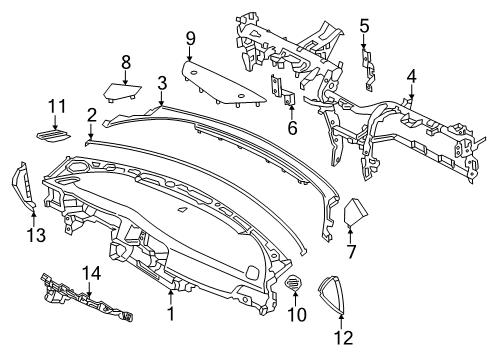 2017 Kia Optima Cluster & Switches, Instrument Panel Cover Assembly-Crash Pad Side Diagram for 84767A8000BGH