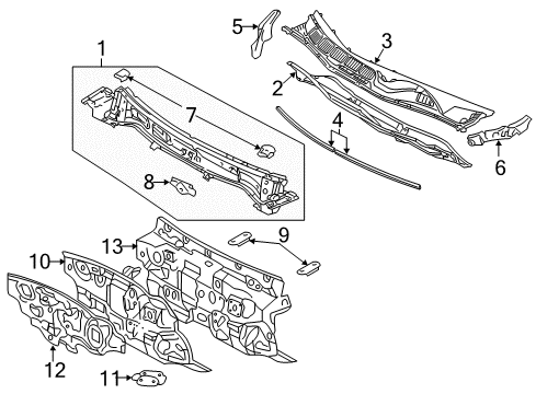 2008 Toyota Avalon Cowl Dash Panel Diagram for 55101-07090