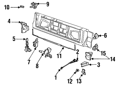 1992 Oldsmobile Custom Cruiser Hardware End Gate Lock Assembly Upper Hinge Gate Diagram for 16622263