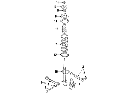 1988 Nissan Sentra Rear Suspension Components, Lower Control Arm, Stabilizer Bar Spring Rear Suspension Diagram for 55020-57A06