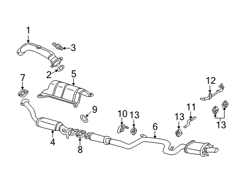 2002 Chevrolet Impala Exhaust Components Exhaust Muffler Assembly (W/ Exhaust Pipe & Tail Pipe) Diagram for 10315290