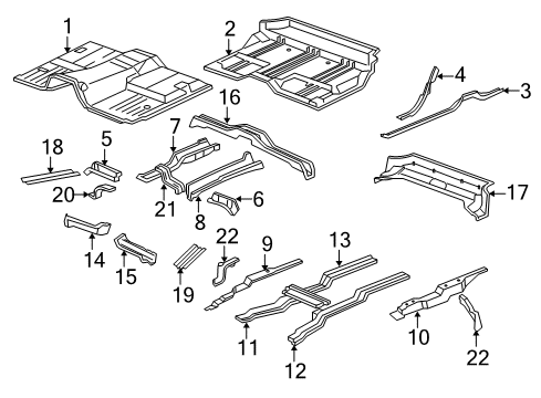 2013 GMC Yukon XL 2500 Pillars, Rocker & Floor - Floor & Rails Center Floor Pan Diagram for 15950122