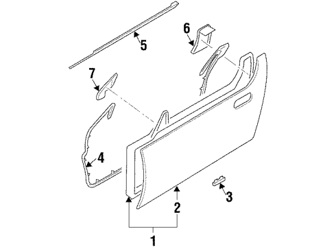 1991 Nissan 300ZX Door & Components, Exterior Trim Weatherstrip-Front Door, RH Diagram for 80830-32P01