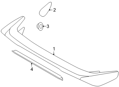 2013 Hyundai Genesis Coupe Rear Spoiler Pad-Rear Spoiler, RH Diagram for 87258-2M001
