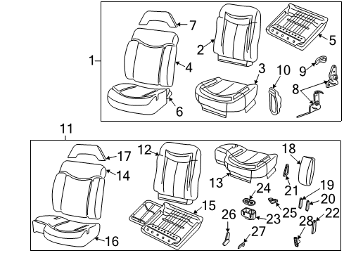 1994 Chevrolet S10 Front Seat Components Pad Asm-Front Seat Cushion Diagram for 15688071