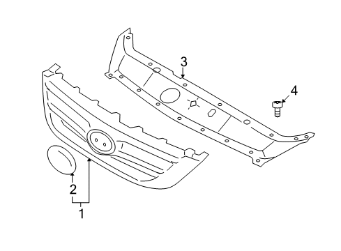2008 Hyundai Entourage Grille & Components Radiator Grille Assembly Diagram for 86350-4J000