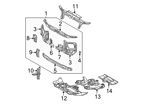 2004 Toyota 4Runner Radiator Support Lock Support Diagram for 53209-35010