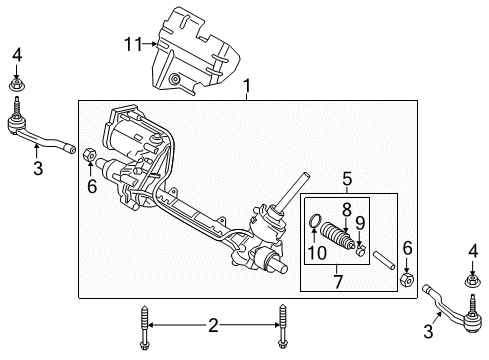 2020 Lincoln Continental Steering Column & Wheel, Steering Gear & Linkage Heat Shield Diagram for K2GZ-6N634-B