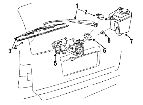1993 Toyota Corolla Lift Gate - Wiper & Washer Components Wiper Arm Diagram for 85241-13030
